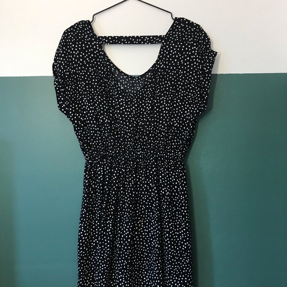 Black Polka Dot Dress with Key Hole Back - Picture 2 of 2